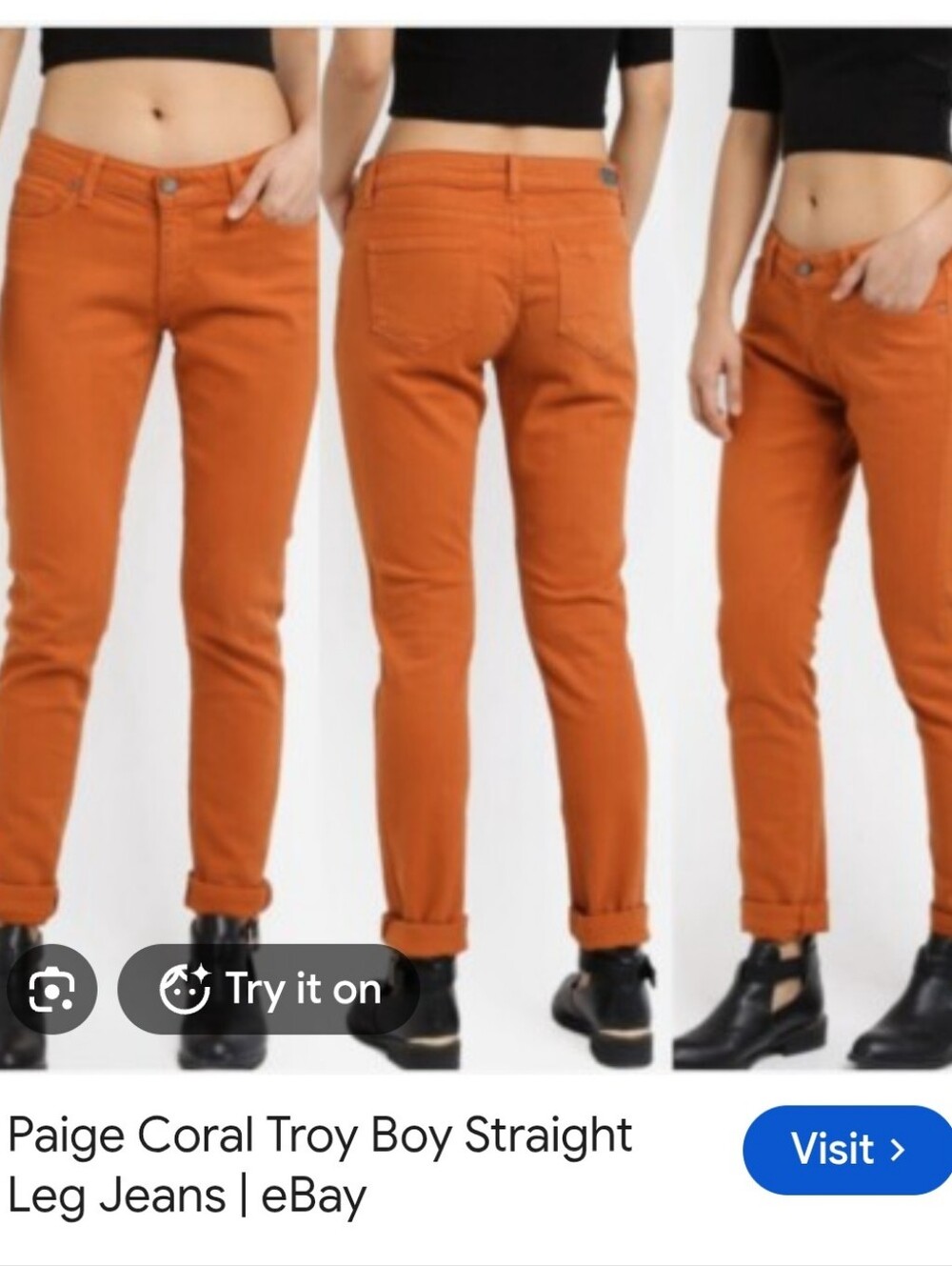 Paige Troy Boy Women's Burnt Orange Slacker Skinny Jeans Stretch Size 26 #739